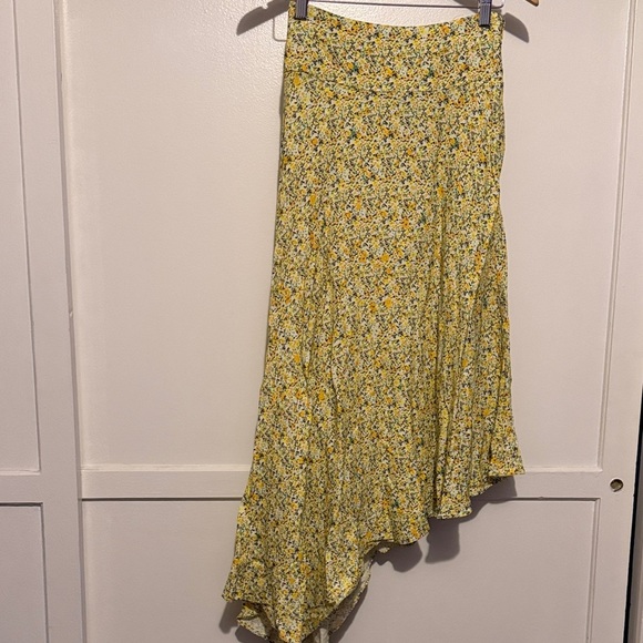 AFRM Dresses & Skirts - AFRM Yellow Floral Asymmetrical Midi Skirt
